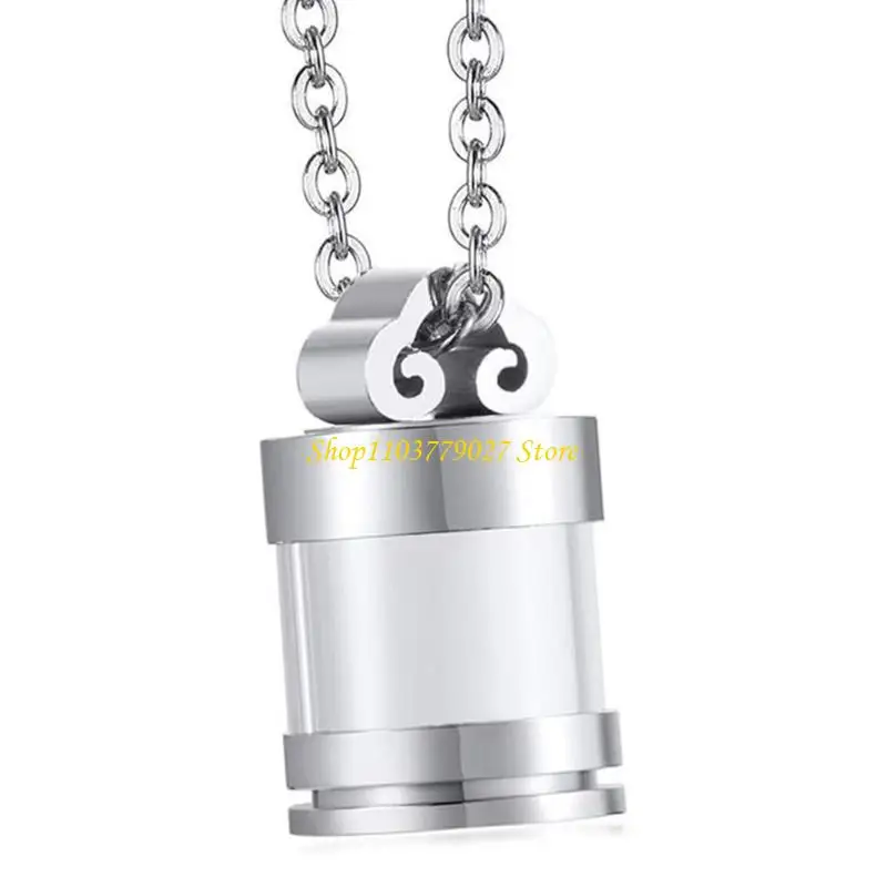 C4DF Pet Ashes Locket Memorial Jewelry Cremation Box Casual Wear Clear Cylinder Charm