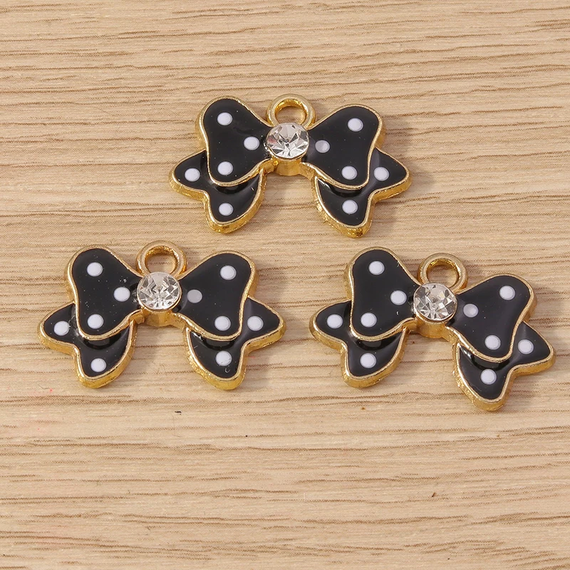 Tusember 10 Stück Emaille-Anhänger, elegante Schleife, Schleife, Charms für Schmuckherstellung, Ohrringe, Halskette, DIY, Armband, Zubehör, Zubehör – Detail 15