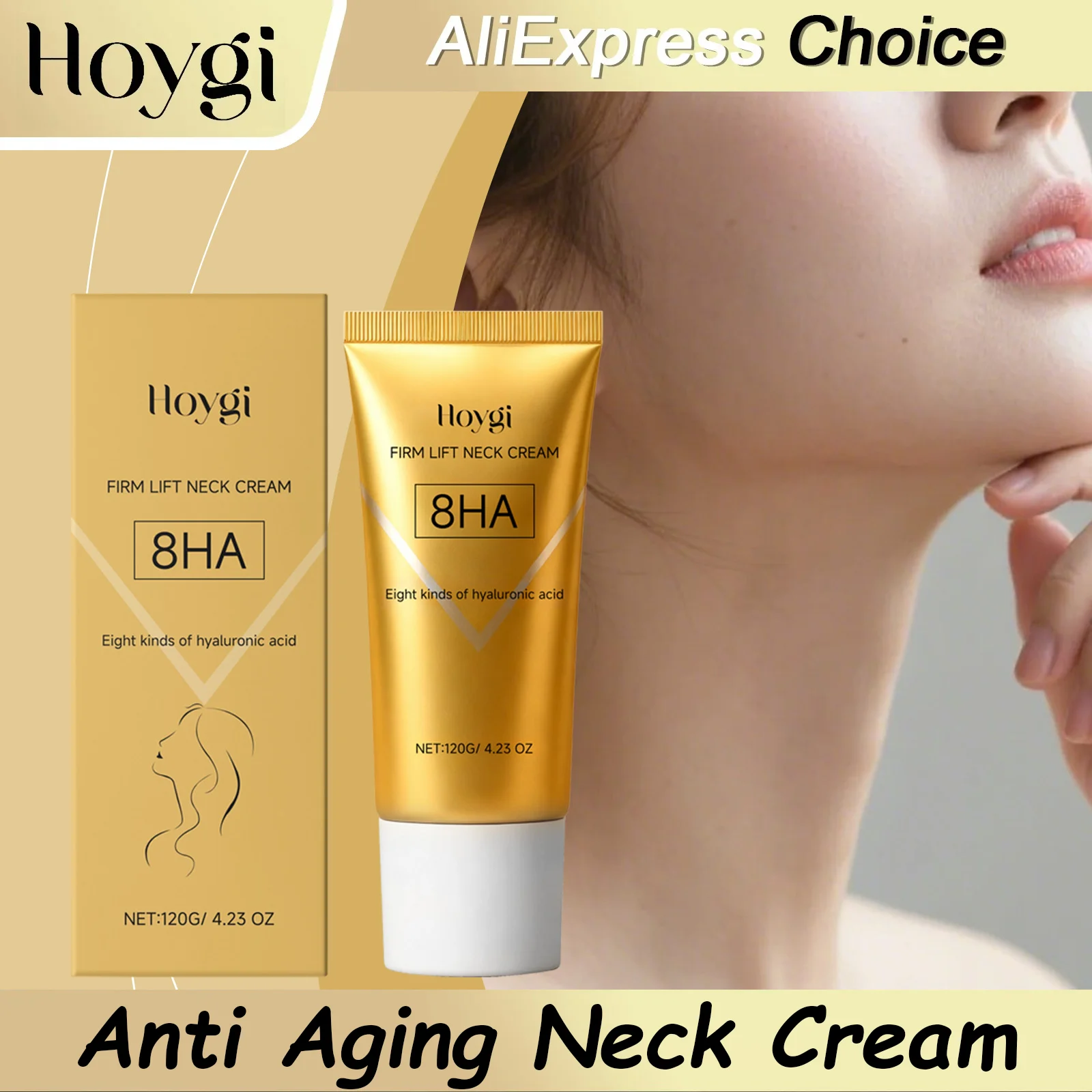 HOYGI Hyaluronic Acid Neck Cream Lifting Firming Moisturizing Skin Fades Fine Lines Reduce Double Chin Anti Aging Neck Serum