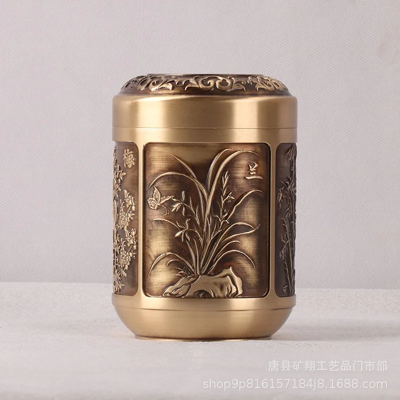 ZMLbrass production Meilan bamboo chrysanthemum tea can change jar home decoration handicraft pendulum 4