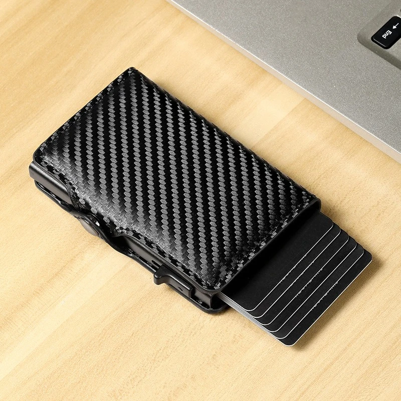 Men's Women's Multi-Function Designer Bank Card Wallet RFID Blocking Metal Aluminum ID Card Holder Fashion Business Pop-Up Purse