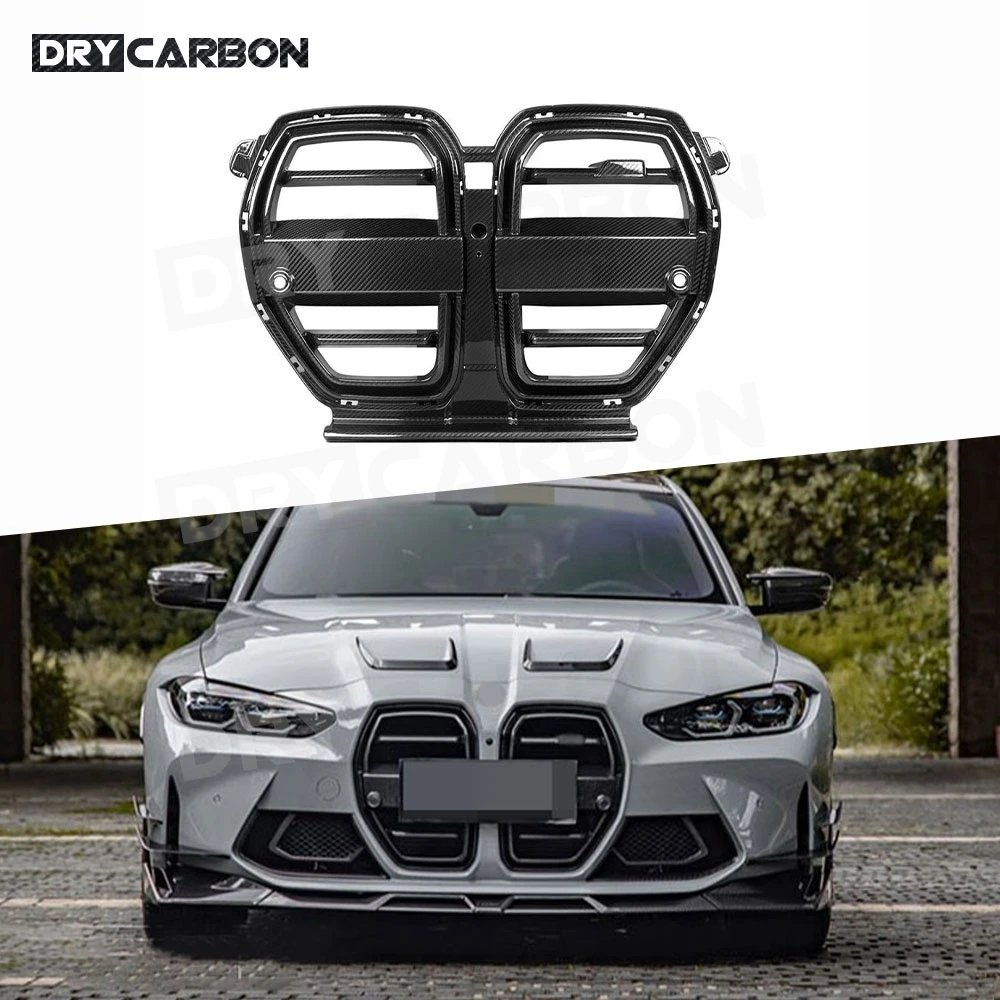 

Dry Carbon Fiber Car Front Racing Grills Front Grille FRP Body Kits Accessories with ACC No ACC for BMW G80 M3 G82 G83 M4 2021+