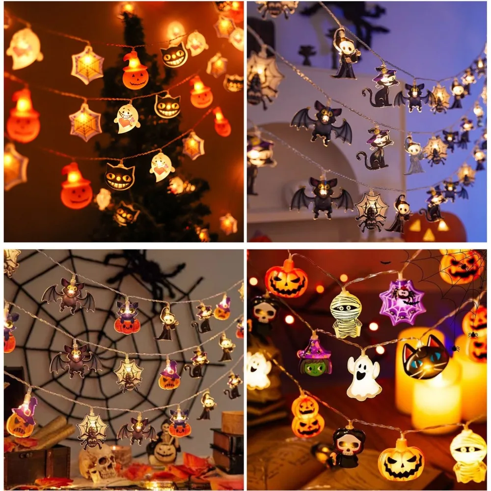1.5m Halloween LED String Lights Ghost Pumpkin Spider Mummy Skeleton Fairy Lights Suitable for Holiday Party Home Holiday Decor