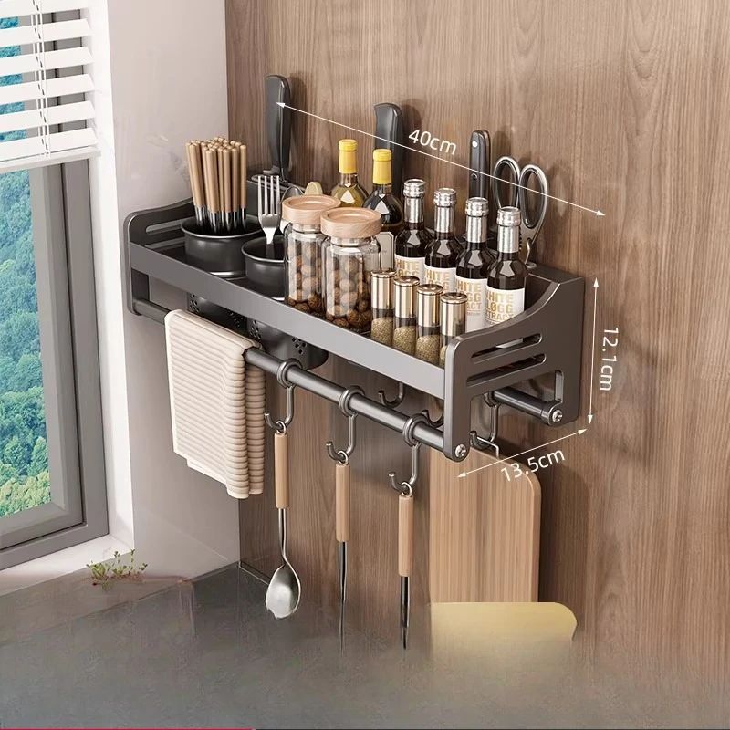 Kitchen Rack Stainless Steel Multi-functional Household Wall-mounted Seasoning Chopsticks Knife Holder Supplies Daquan Storage R