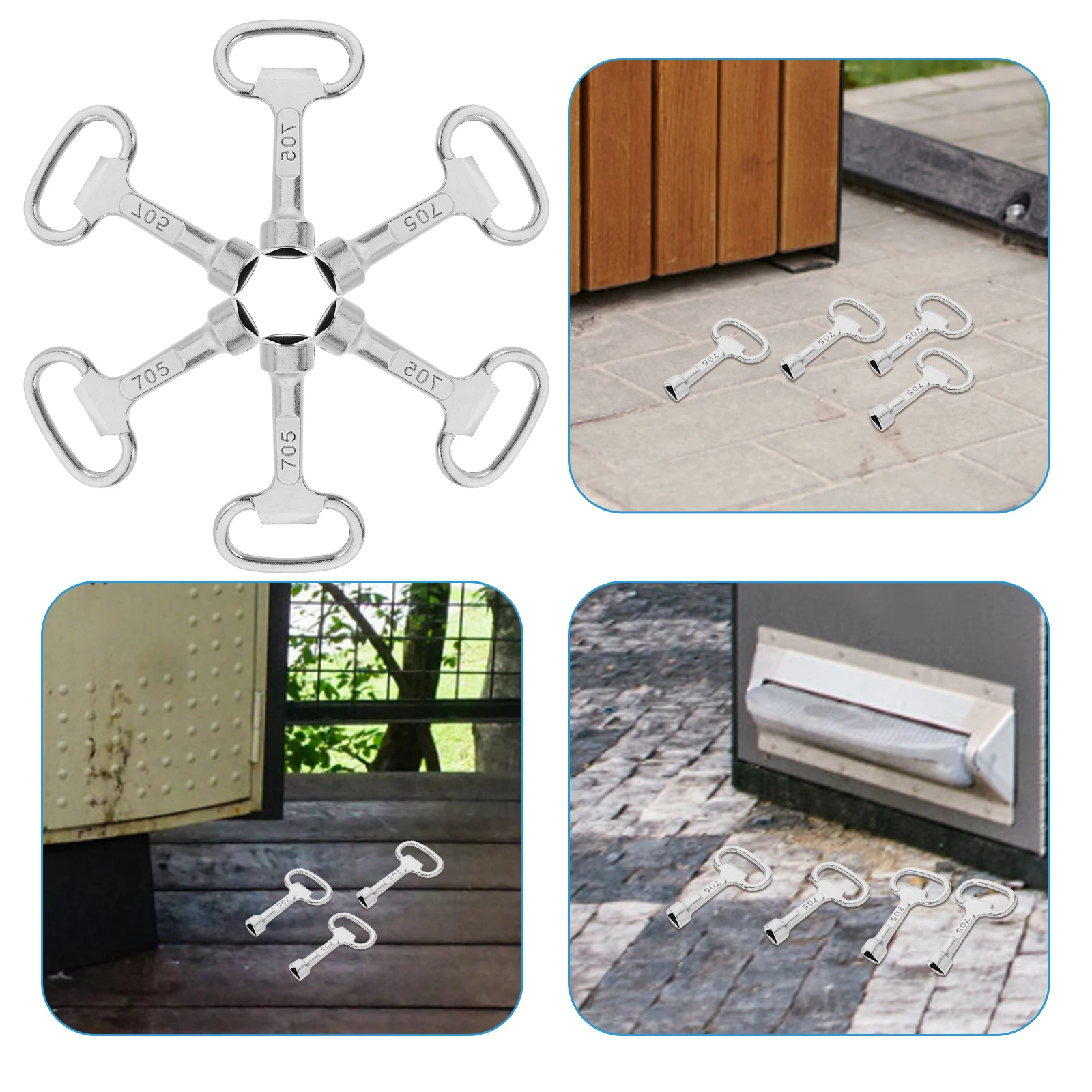 

6pcs Zinc Alloy Triangle Outdoor Can Metal Key For Rubbish Bin Community Trash Bin Accessories Cabinet Water Meter Tool