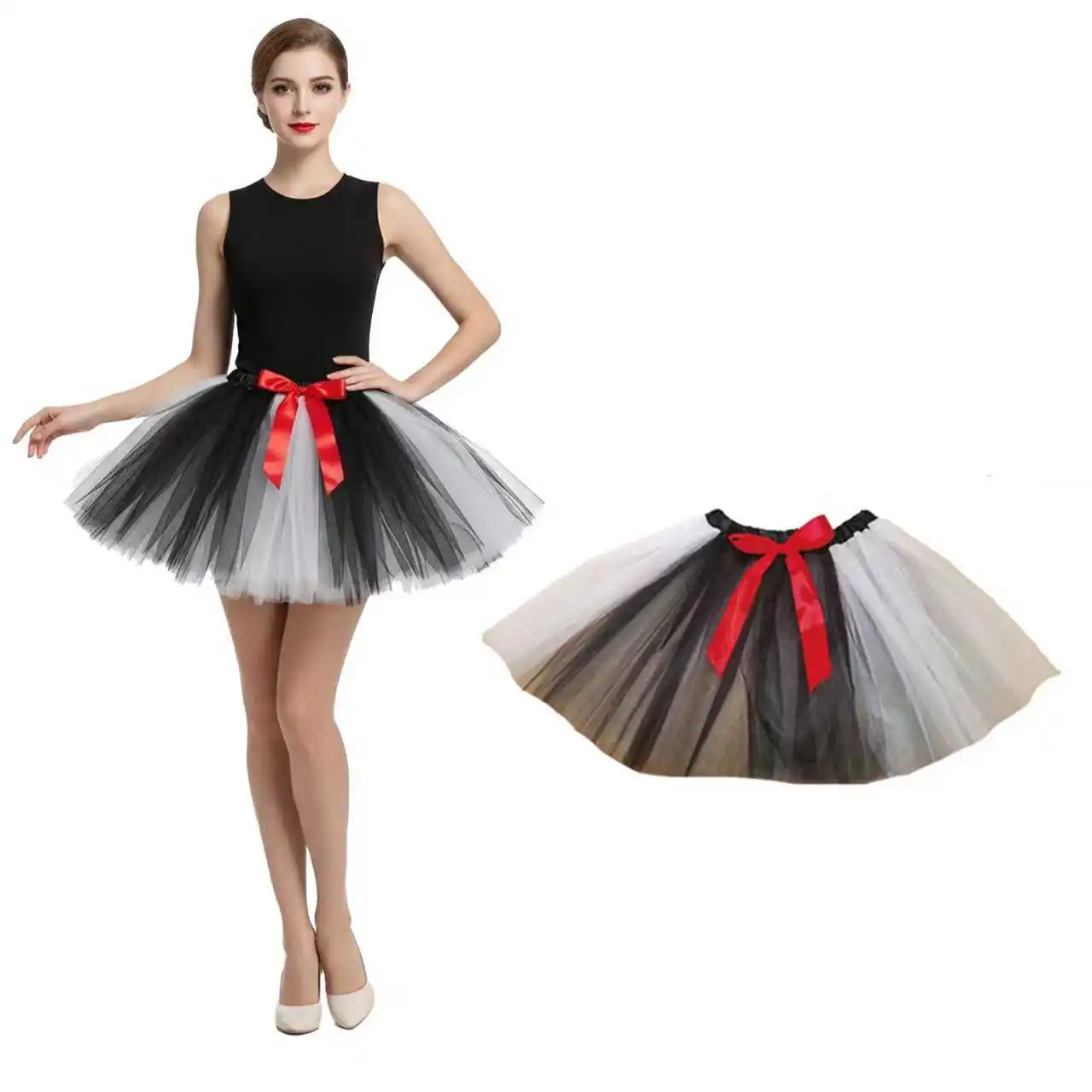 

PESENAR Black, White and Red Color Dress, Suitable for Daily Use