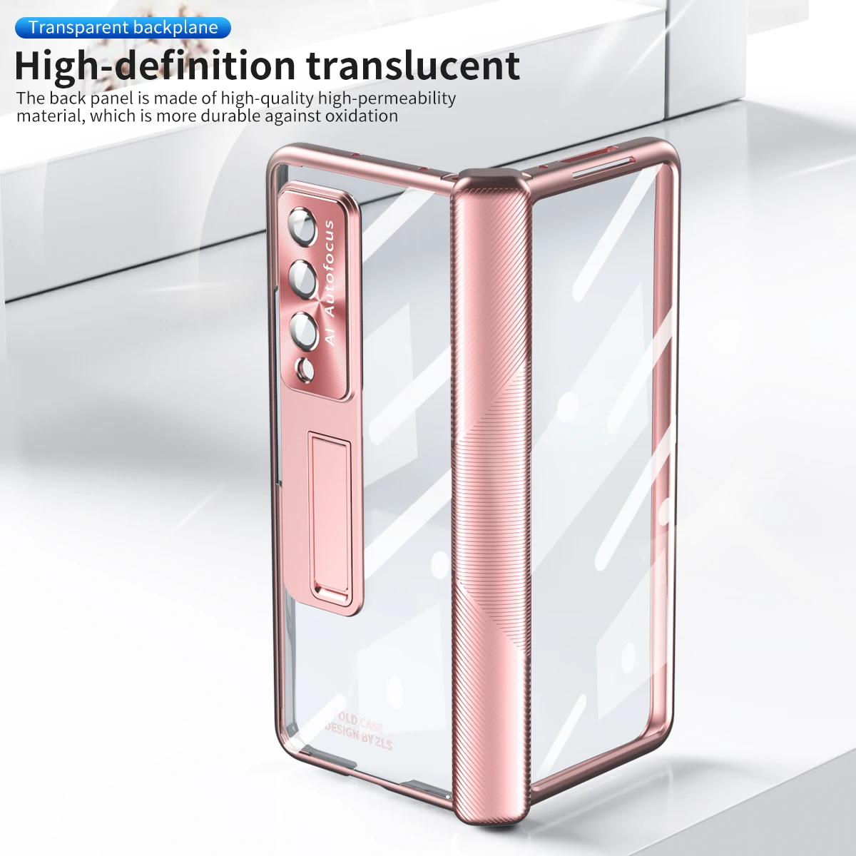 With Pen Plating Clear Magnetic Case For Samsung Galaxy Z Fold 4 3 5 6 Full Screen Protector Transparent Kickstand Phone Cover