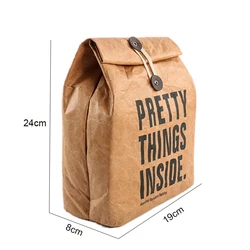 2024 Foldable Reusable Leakproof Food Container Large Capacity Lunch Bag Waterproof Thermal Insulation Kraft Paper Aluminum Foil