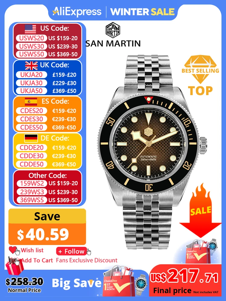 San Martin 3D Waffle Dial Nuovo 40mm Orologio subacqueo NH35 Orologi da uomo Meccanico automatico Zaffiro Impermeabile 200m Luminoso SN0128