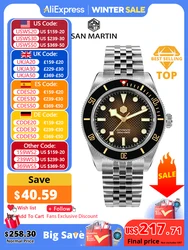 San Martin 3D Waffle Dial New 40mm Dive Watch NH35 Men's Watches Automatic Mechanical Sapphire Waterproof 200m Luminous SN0128