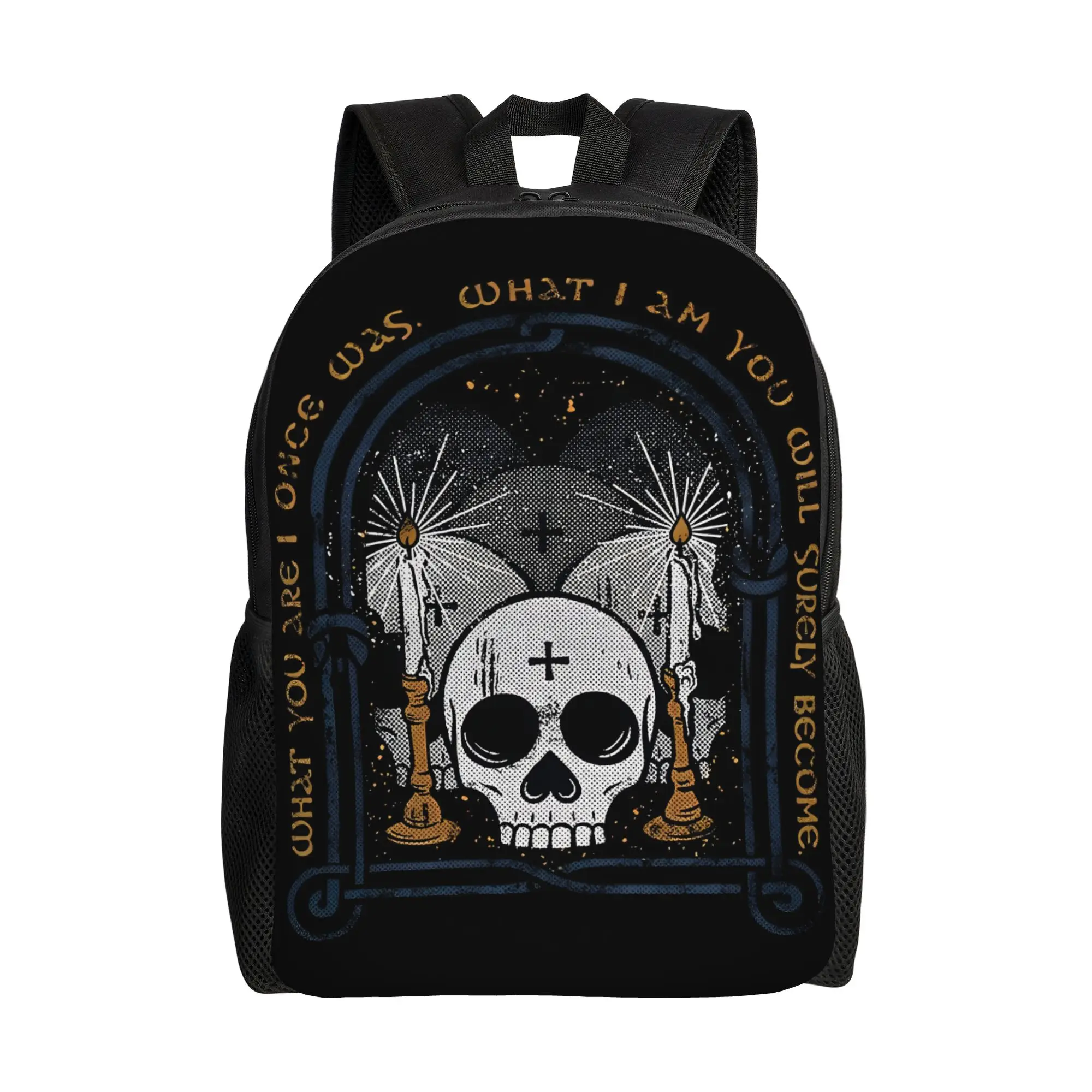 

Рюкзак с цитатами из православных молитв, с изображением черепа, прочный, для старшей школы, работы, повседневный, для колледжа, наплечная сумка