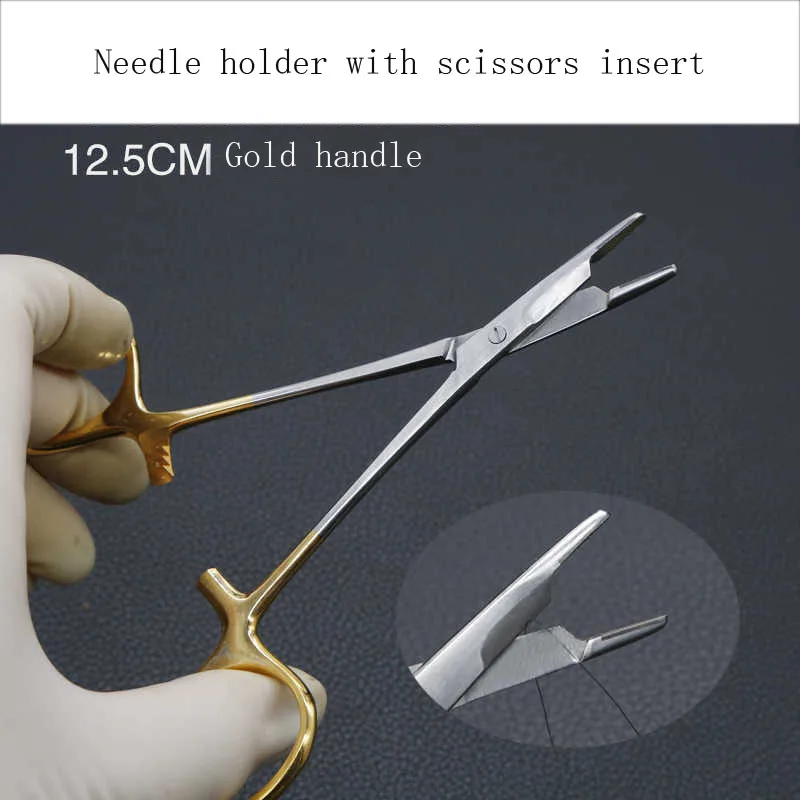 

Multi-functional needle clamp with scissors 12cm stainless steel fine teeth