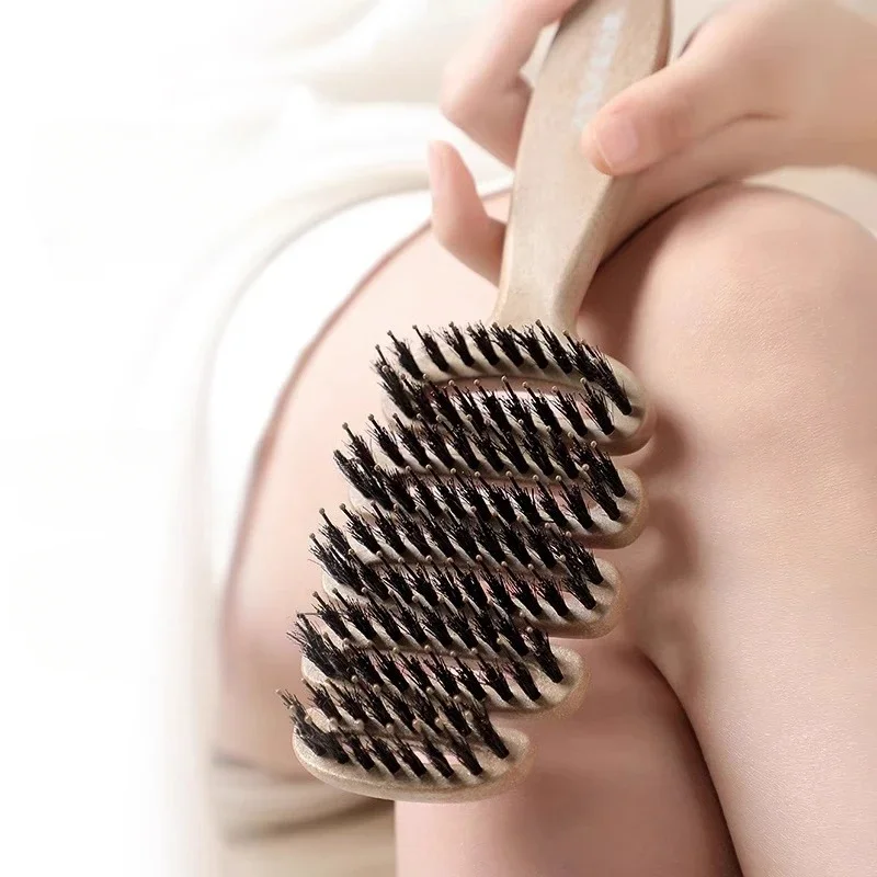 Boar Bristle Paddle Hair Brush, Anti Static Comb