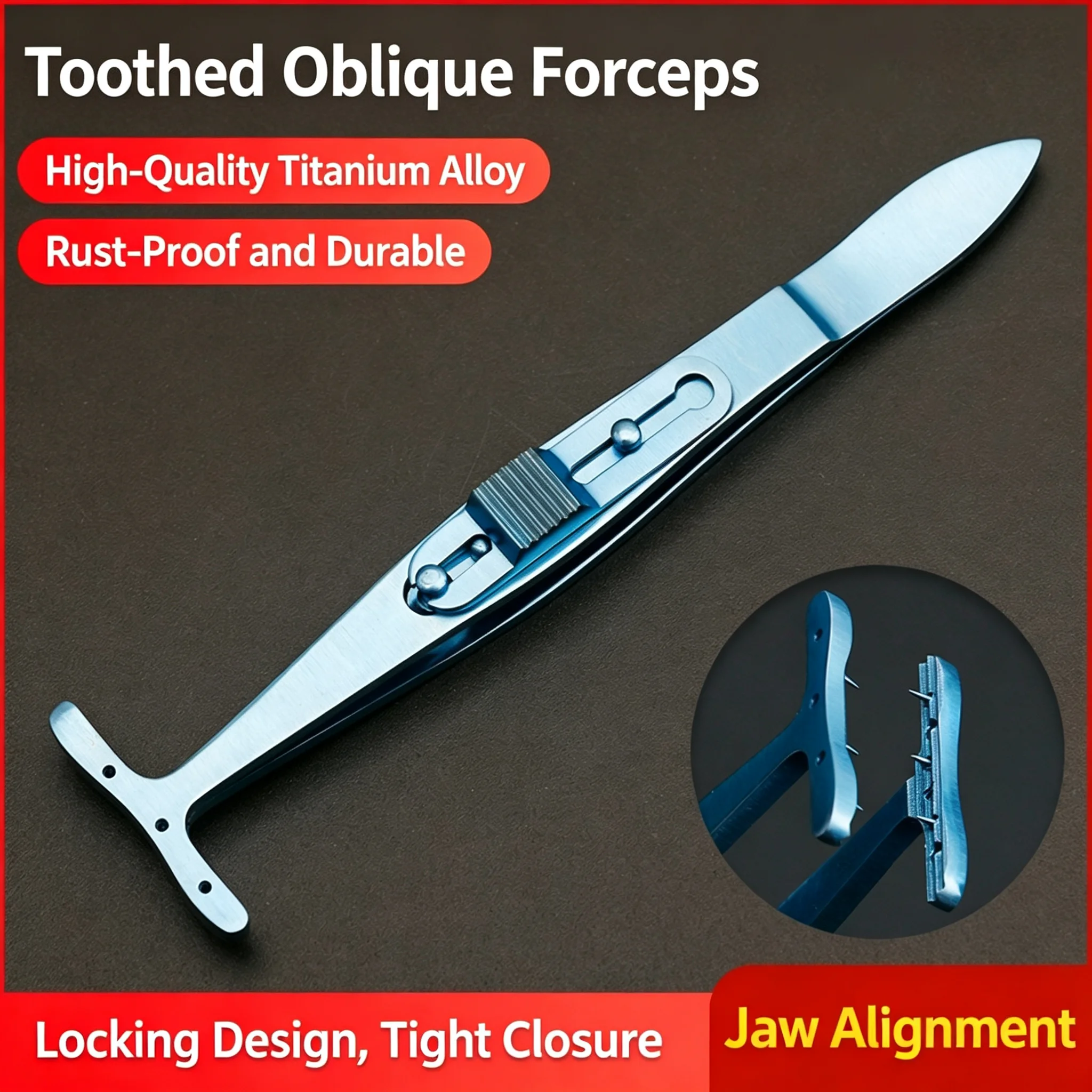 Lockable Toothed Strabismus Muscle Forceps, Ophthalmic Micro Holding Tweezers
