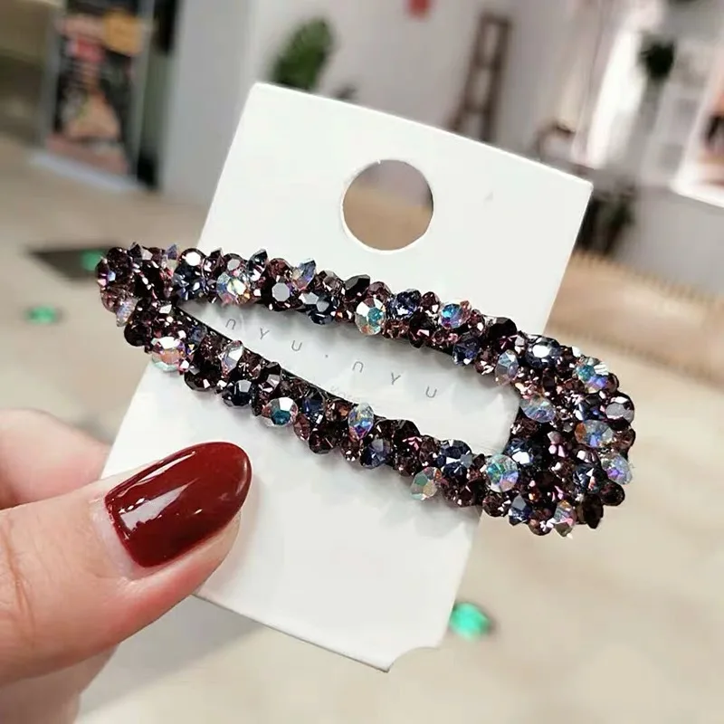 Pinzas para el pelo BB elegantes con diamantes de imitación brillantes, pasadores de cristal para mujeres y niñas, accesorios para el cabello,