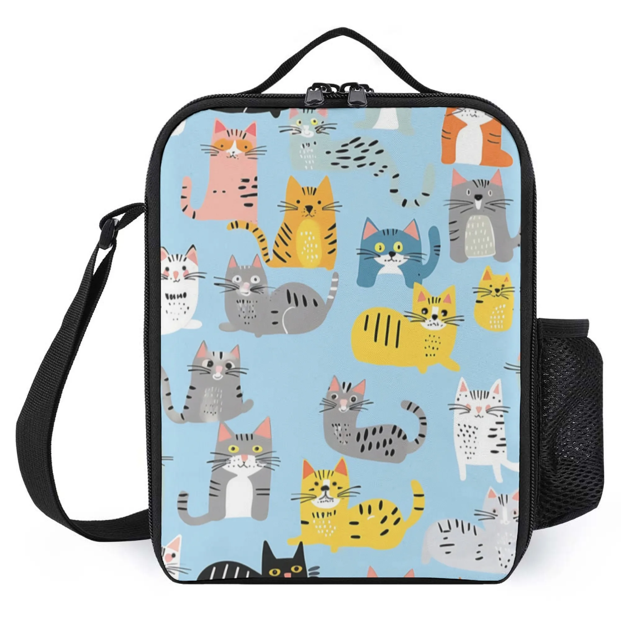 

Изолированная сумка для обеда, конструкция из материалов Оксфорд, груповые узоры Sweet Cat, идеально подходит для работы, обедов, школы, приключений на свежем воздухе