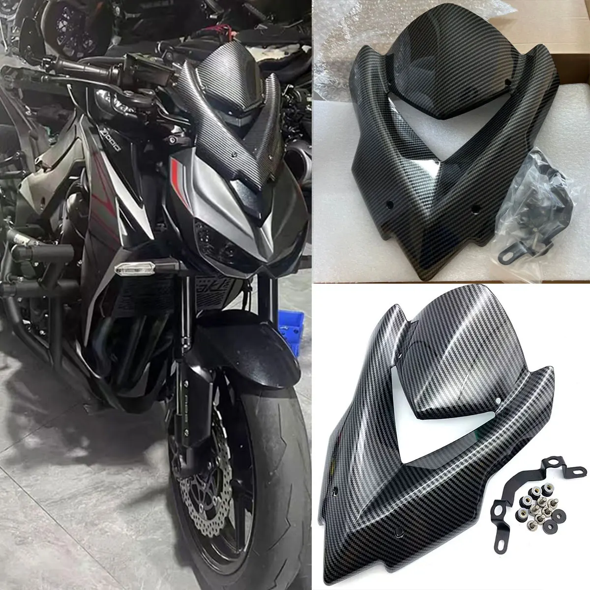 

Ветровое стекло для Kawasaki Z1000 Z1000R 2014 -2016 2017 2018 2019 2020 Z 2021, ветровое стекло с двойными пузырьками, ветрозащитные дефлекторы