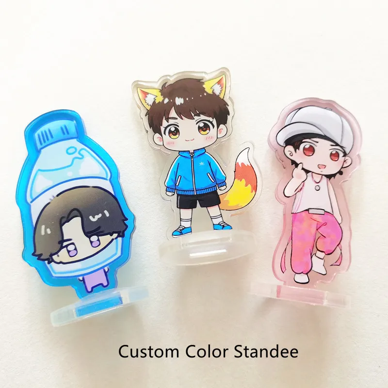 Custom Gradient Acrylic Standee Fashion Anime Cartoon Figures Desk Stand Accessories Kawaii Colored Background Keychains