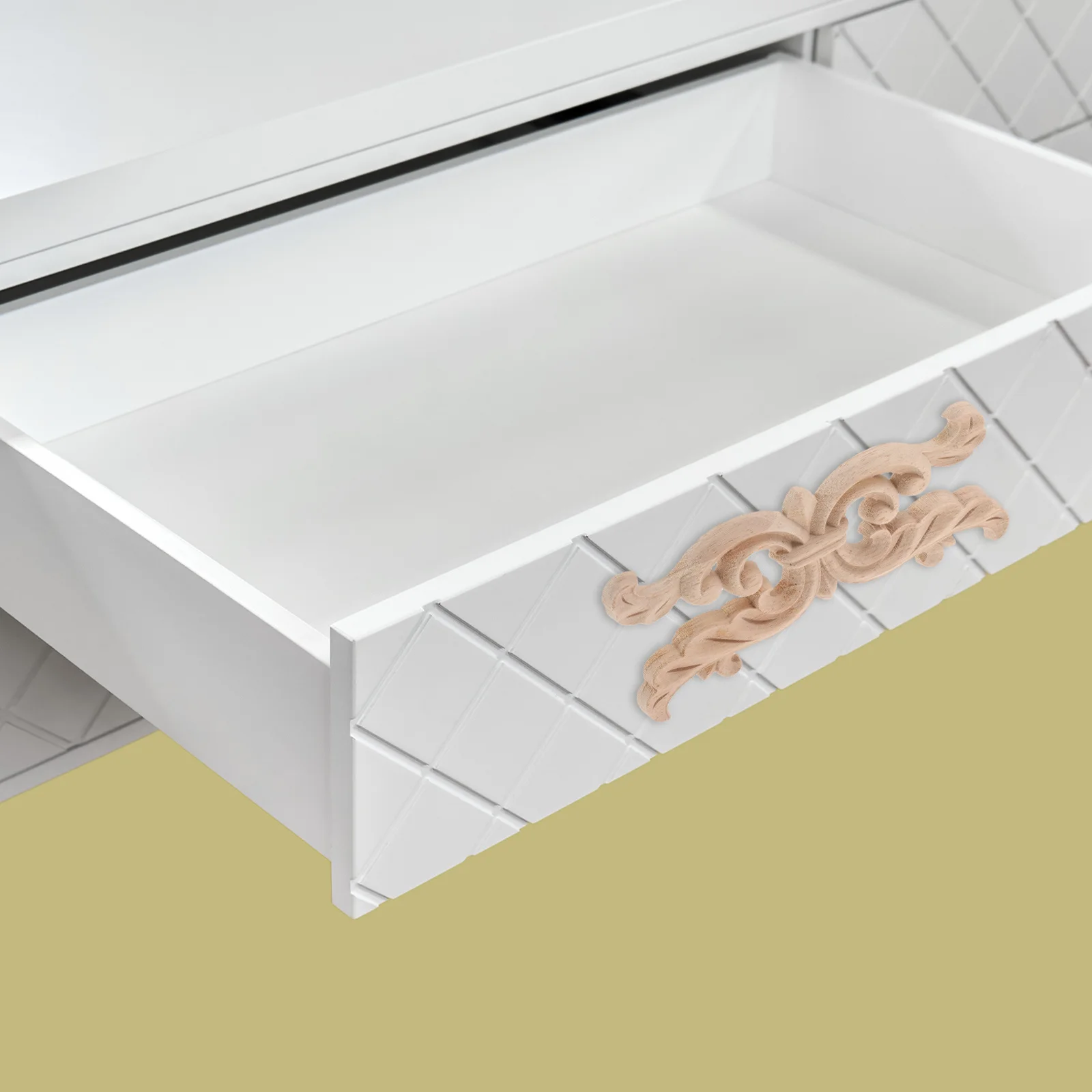 2 قطعة الخشب المنحوت زين Onlays غير مصبوغ الزاوية زهرة المنحوتات DIY الأثاث الشارات الزخرفية لخزائن الأبواب الجدران