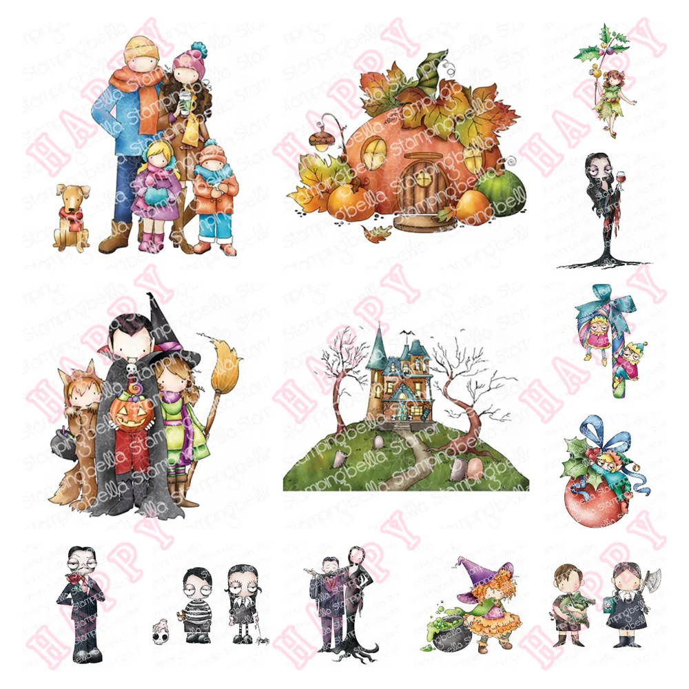 Clear Stamps Sentiment Candy Pumpkin Cutting Dies Woodland Animals Spooky DIY Craft Make Scrapbook Decoration Embossing Template