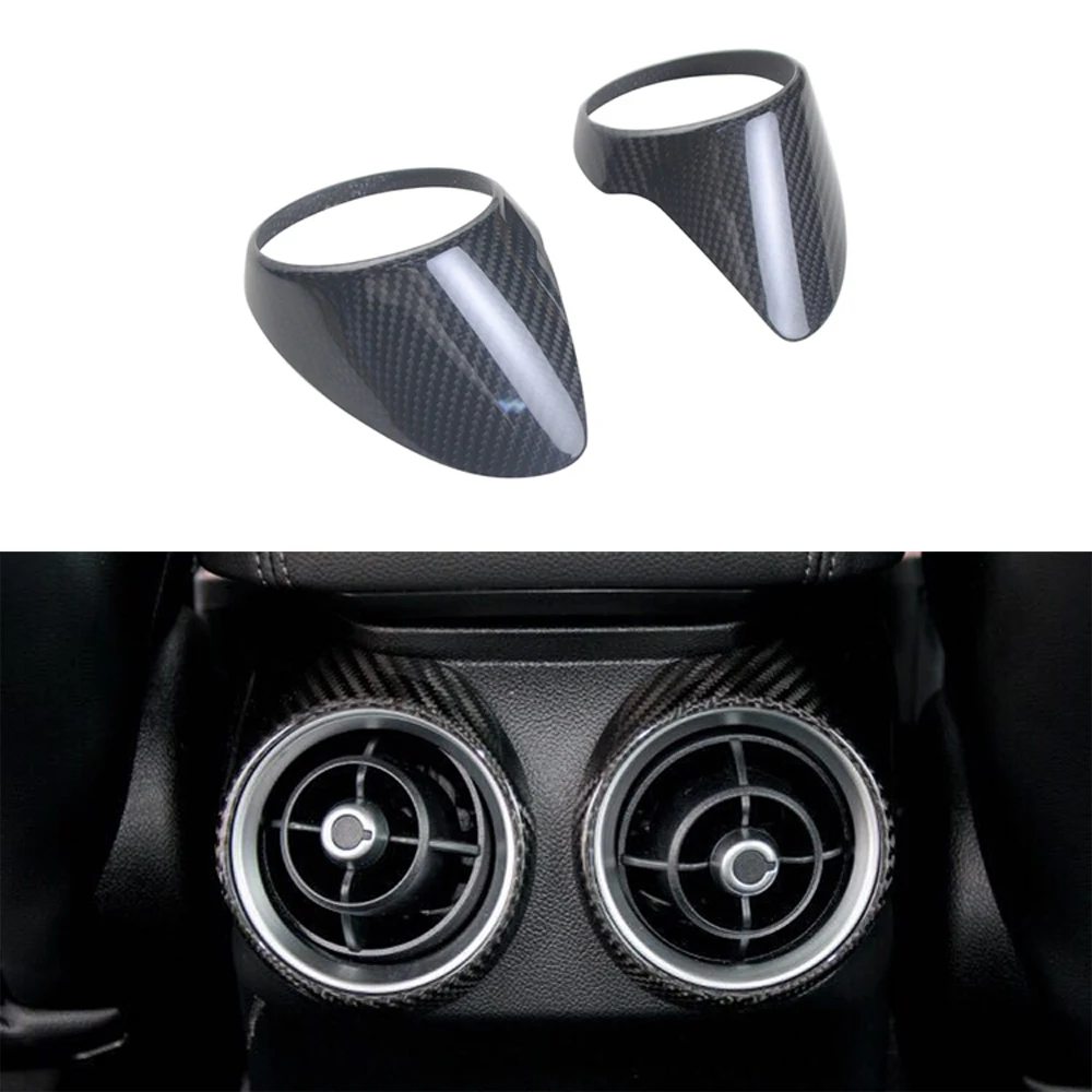 

2pcs Real Dry Carbon Interior Rear Air Conditioning Vent Outlet Cover Trim for Alfa Romeo Giulia 2017-2019