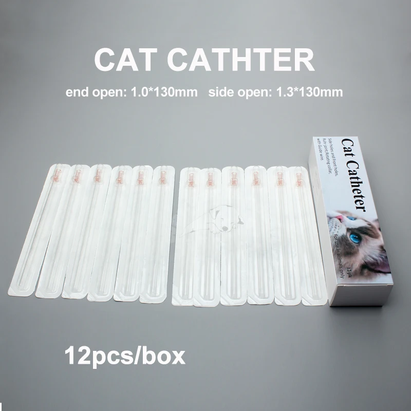 12pcs Cat Catheter Without Stylet Urinary Catheters for Cats Side Open 1.3mm End Open 1.0mm Veterinary Supplies