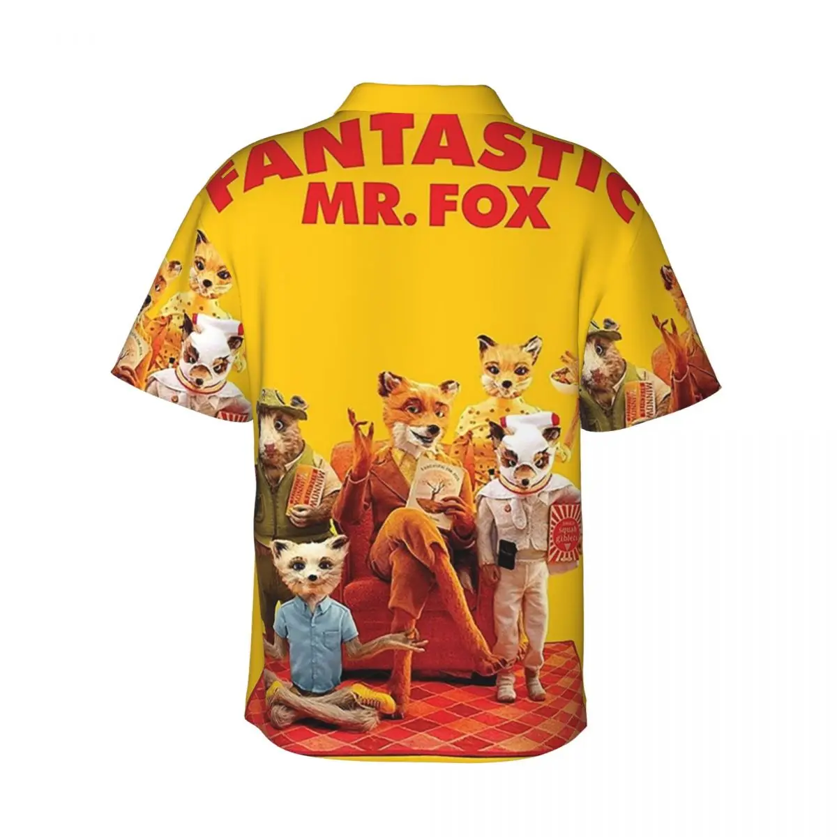 Fantastic Mr Fox Movie Poster Men's Shirts Hawaiian Short Sleeve Shirt Casual Lapel Tops for Summer Beach