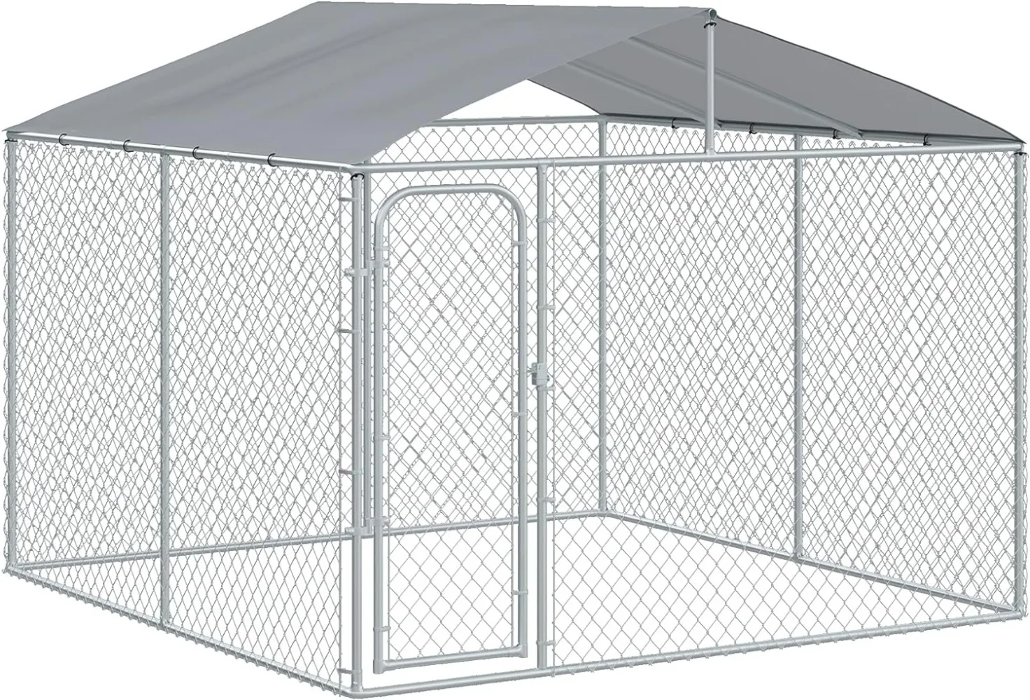 Dog Kennel Outdoor with Waterproof Canopy Dog Run with Galvanized Chain Link Secure Lock for Backyard and Patio