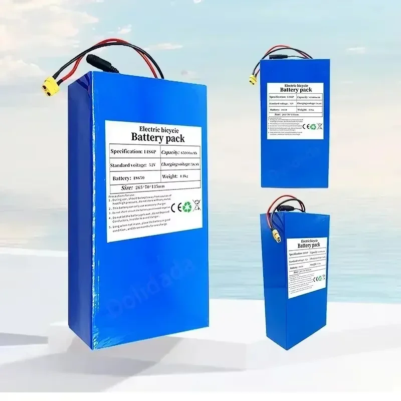 65000mAh 14S6P 52V Electric Bicycle Lithium Battery 2000w with BMS and 58.8V Charger Suitable for Electric Bicycles and Scooters