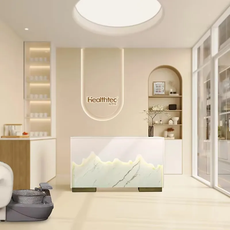 

Custom Made Reception Desks for Salon Large Reception Desk Wooden High-End Design Reception Table