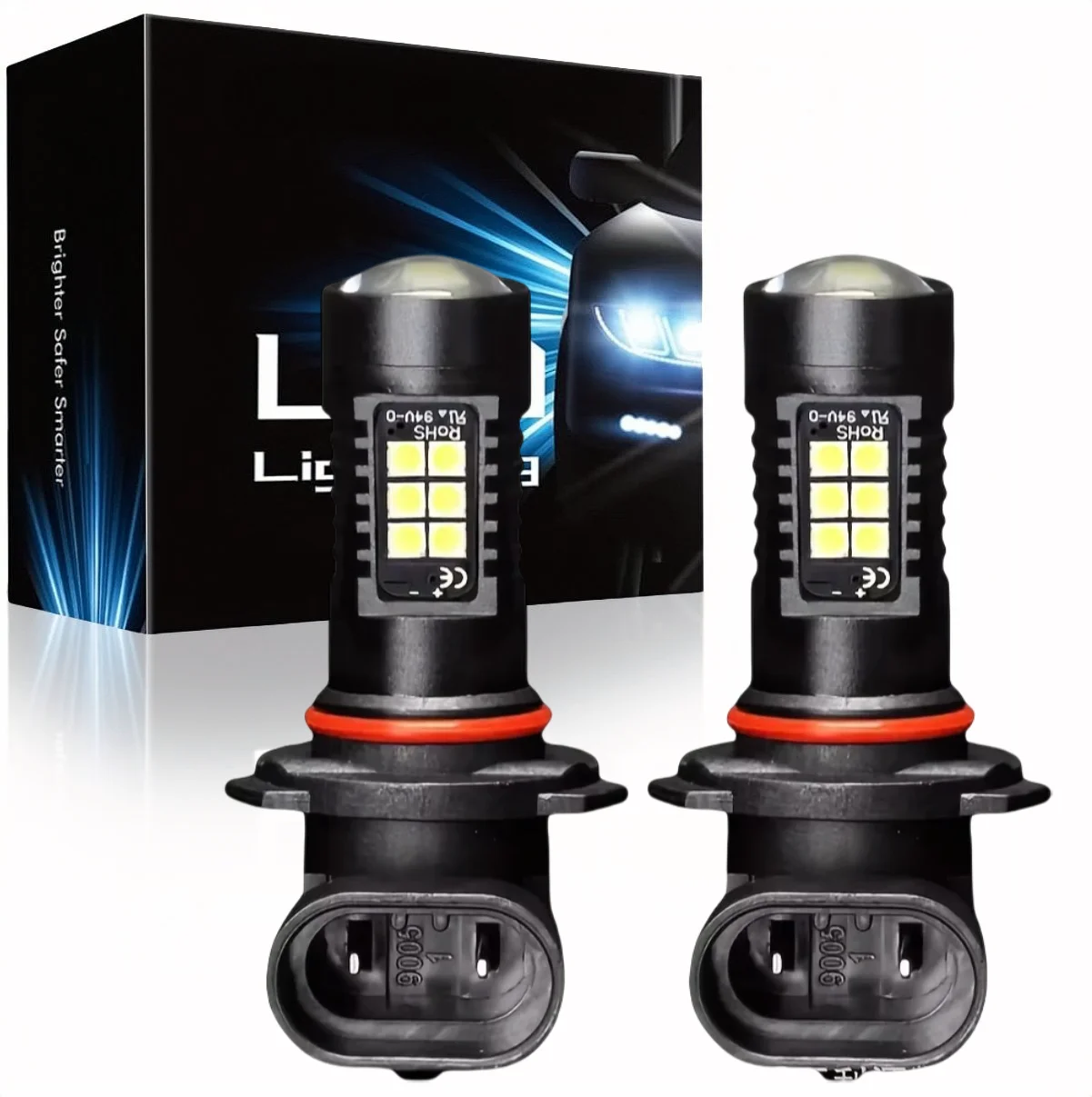 

2PCS H10 9145 9140 9005 HB3 9006 HB4 21SMD LED Fog Light Car Driving Light Bulbs, 6000K Ultra White Light Daytime Light