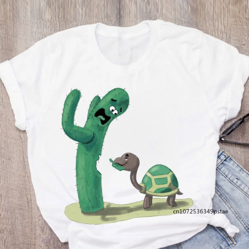 Frauen Kaktus lustige Druck Mode Kurzarm Sommer Dame Tops T-Shirt T-Shirt Mädchen Kleidung T-Shirts