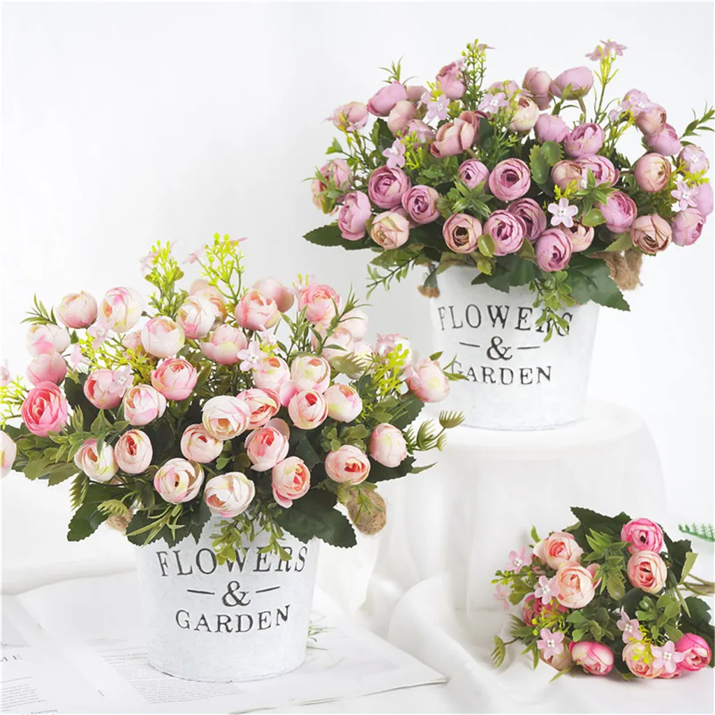 

High Quality Artificial Rose Flowers,Rose Small Bud Fake Flower, Artificial Silk Flowers for Home Garden Wedding DIY Decoration