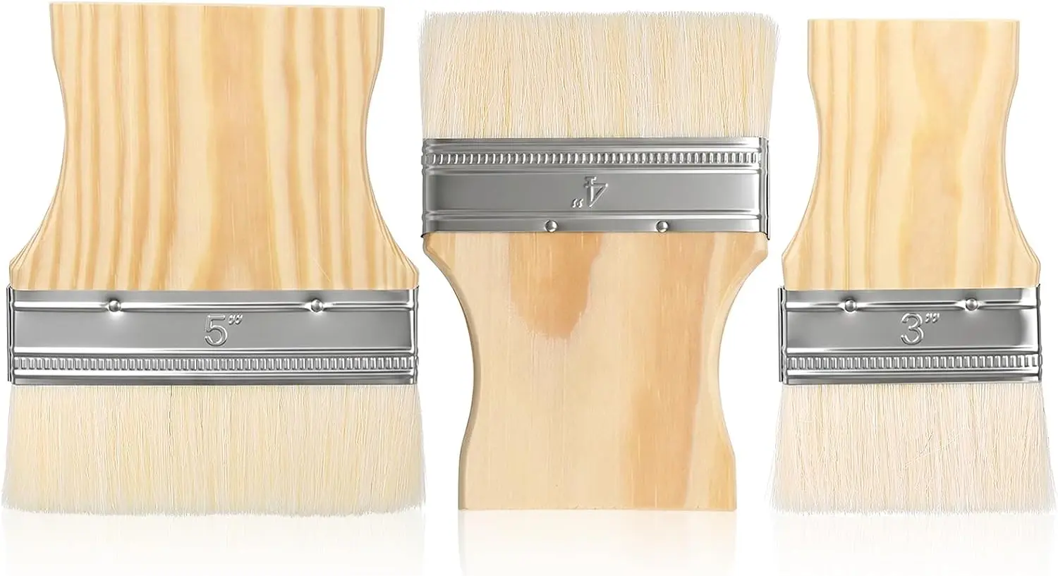 Flat Paddle Paint Brush Set,Wide Paint Brush Large Flat Paint Brush with Poplar Handle Art Paint Brush Wool Paint Brushes 3/4/5"
