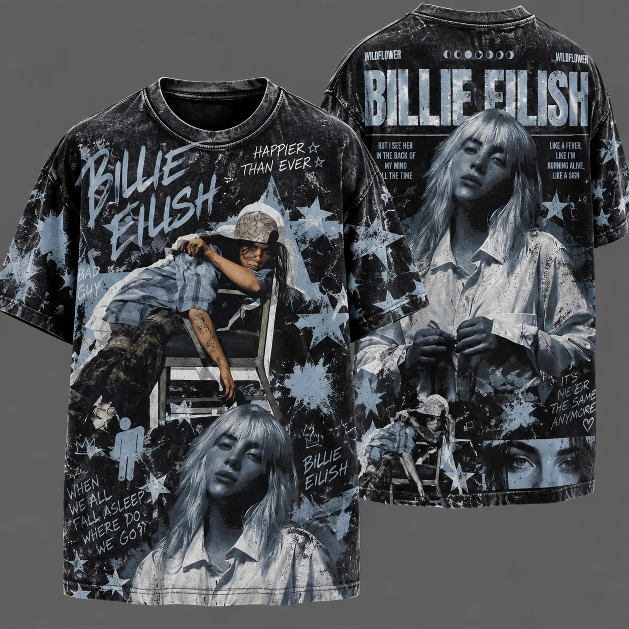 New 2026 Summer Single Billie Eilish WILDFOWER Song Printed T-shirt  Suitable for Both Men and Women