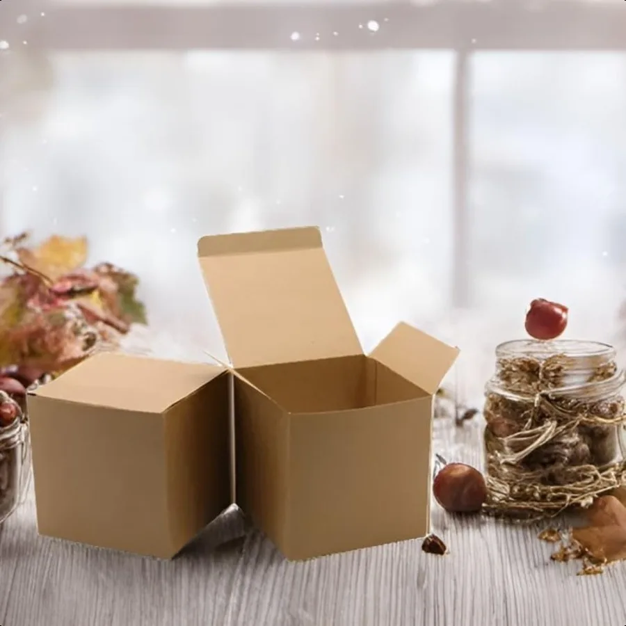 25 Pcs Brown Paper Gift Boxes Small Candy Boxes Bulk 4x4x4 inch Gift Box with Lids Goodie Treat Boxes for Party Favors Birthday