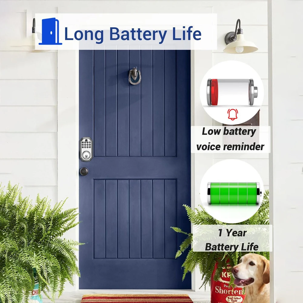 Tuya App Tamper Proof Fingerprint Smart  Deadbolt Door Lock Electric Keyless Entry Lock for Front Door Physical Key Phone Unlock