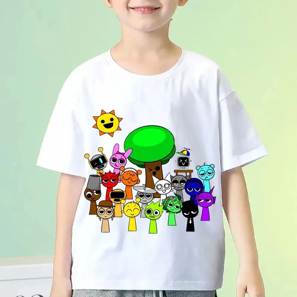 Lustige Sprunki T-Shirts für Jungen und Mädchen, Sommer-Kurzarm-T-Shirts, Kinder-Cartoon-Incredibox-Spiel-T-Shirt, Sprunki Kinderkleidung, Oberteile – Detail 3