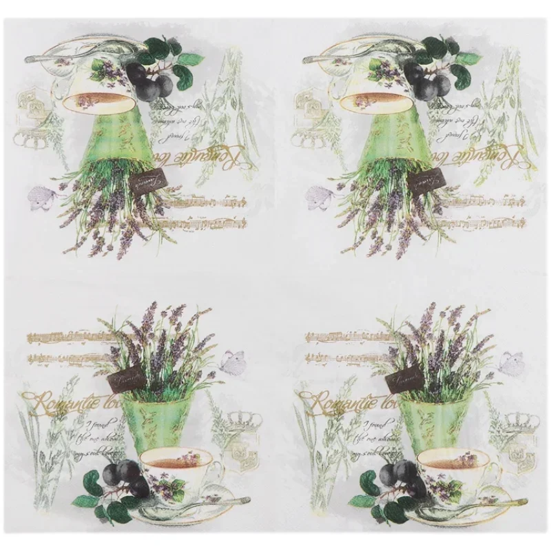 New Printing Napkins Lavender Pattern Colorful Paper Napkins Hotel Western Restaurant Cafe Dining Paper 20 Sheets Paper Napkins