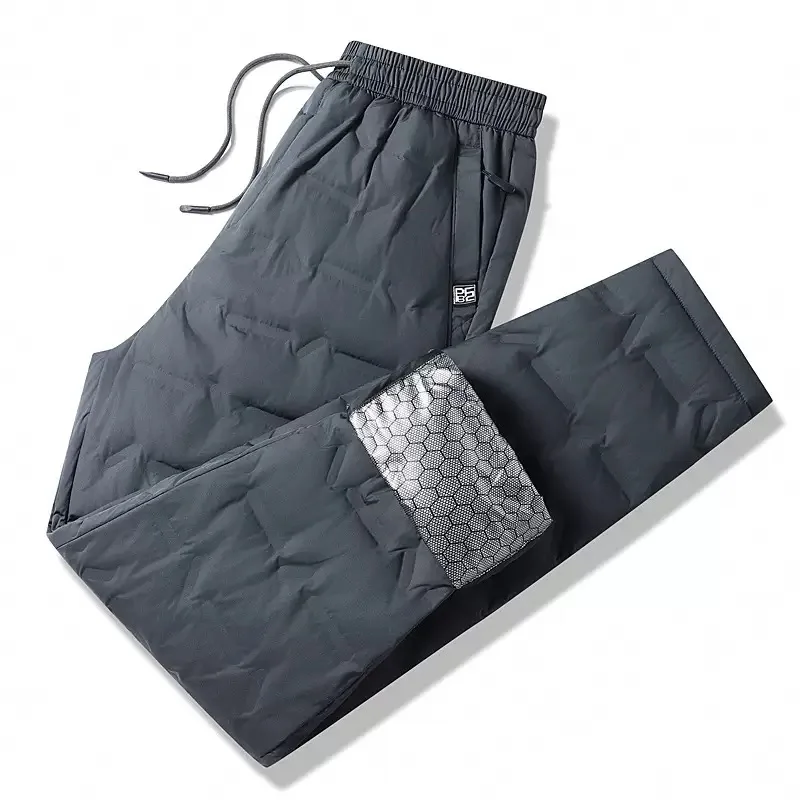 New Autumn and Winter Fashion Solid Color Thickened Warm Windproof Down Pants Men's Casual Loose Sports High-Quality Pants