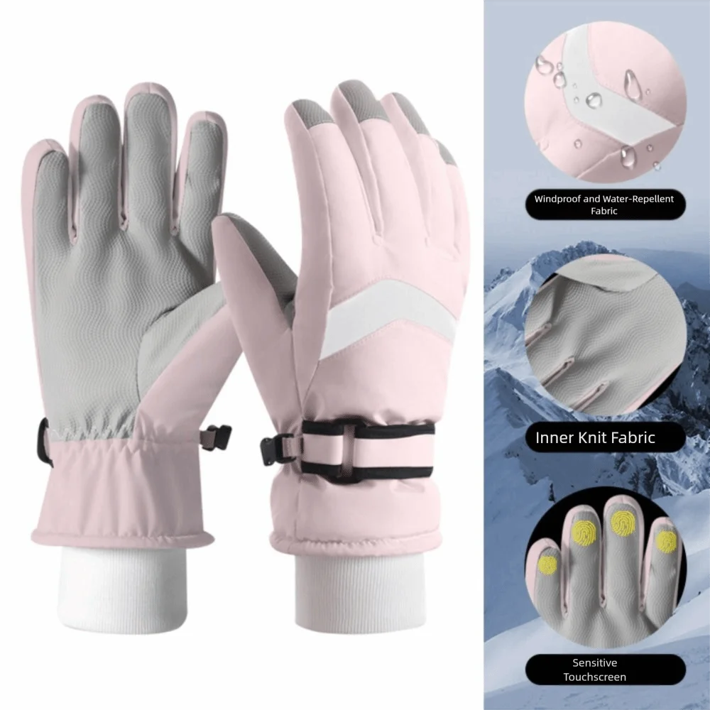 

1 Pair Non-Slip Women's Skating Mittens Thicken Palm Protection Skating Gloves Touch Screen Cotton Figure Skating Gloves