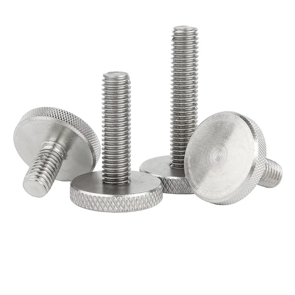 Decorative Thumb Screw Adjusting Bolt M3 M4 M5 M6 M8 M10 GB835 304 Stainless Steel Knurl Flat Big Round Head Hand Tighten DIN653