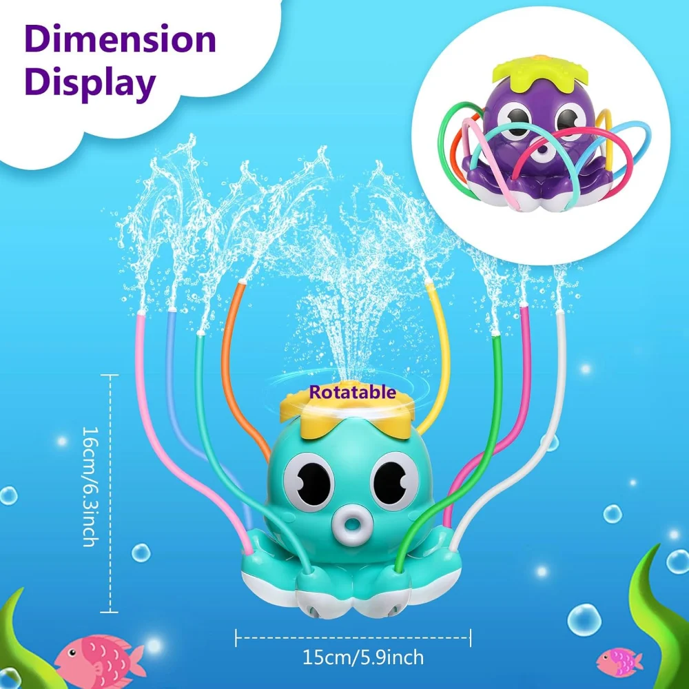 สเปรย์น้ําสปริงเกลอร์สําหรับเด็ก-น่ารักสปริงเกลอร์ 8 Wiggle หลอดและ 2 ท่อ Clamps สปริงเกลอร์กลางแจ้งของเล่นฤดูร้อน