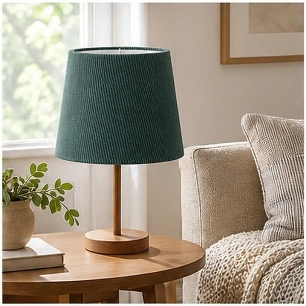 Fabric Desk Lamp Shade Modern Cloth Drum Table Light Cover for Bedroom Living Room Home Study Night Lighting Green 7.1 Upper 9.1