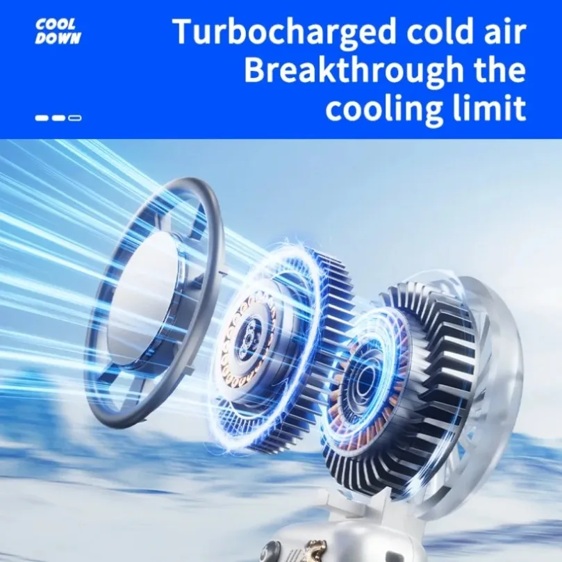 Portable Handheld Fan With Cooling Plate Foldable Turbo Mini Fan 3000mAh Rechargeable Personal Pocket Cooler For Travel Outdoor