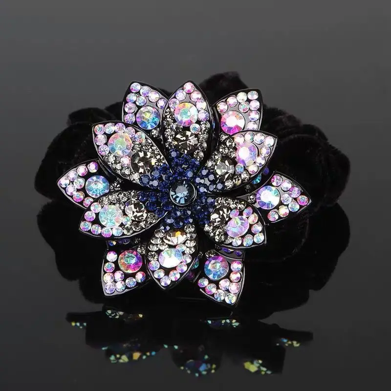 

Korean Version of New Headwear Floral Velvet Four Season Hair Loop Meatball Rhinestone Headband Beautiful and Fashionable Women