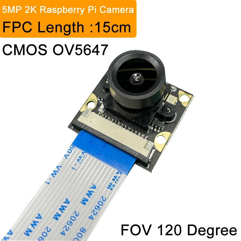 

5MP 2K Wide Angle Camera Moduel CMOS OV5647 View Aangle 120Degree High Resolution for Raspberry Pi 4 Model B 3B+ 3B Zero 2 W 1.3