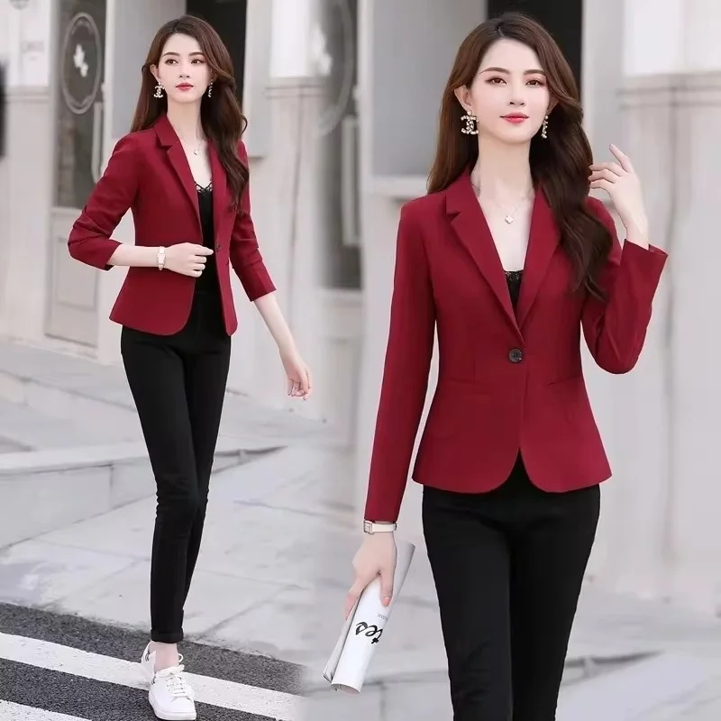 Spring Autumn High-Quality Female Blazers Suit Jacket Single Buckle Slim Office Ladies Outwear Temperament Elegant Women Blazer