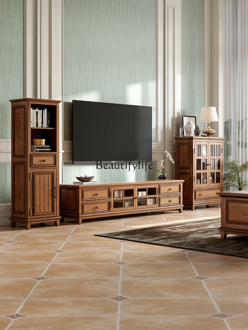 미국 단단한 나무 TV 캐비닛 거실 작은 아파트 복고풍 작은 미국 컨트리 스타일