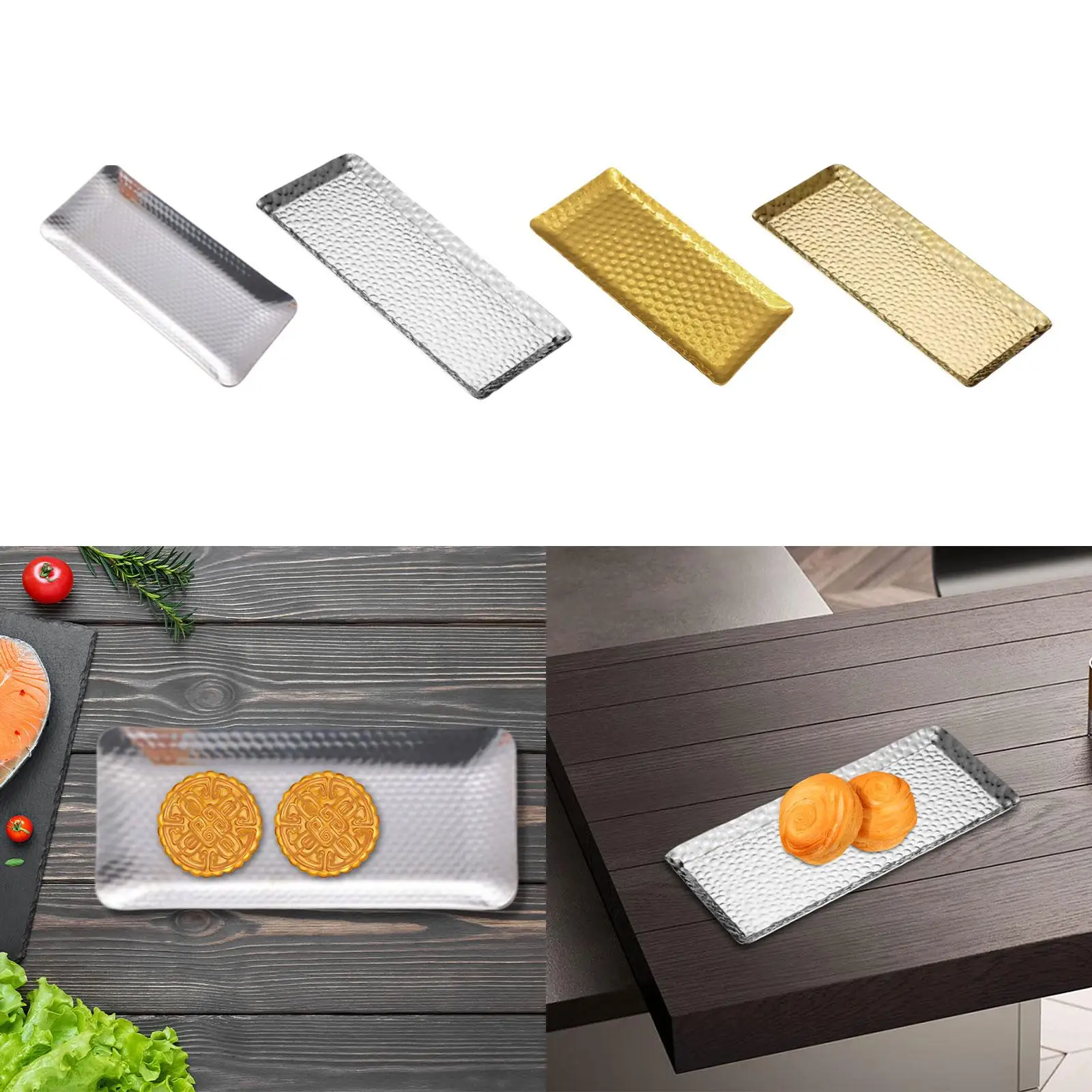 Serving Tray Rectangle Organizer Tray Serving Plate with Handles Stainless Steel Build Polished Finish Suitable for Vanity